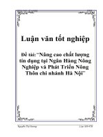 Nâng cao chất lượng tín dụng tạo ngân hàng nông nghiệp và phát triển nông thôn Hà Nội pot