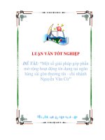 Luận văn Một số giải pháp góp phần mở rộng hoạt động tín dụng tại ngân hàng sài gòn thương tín  chi nhánh Nguyễn Văn Cừ