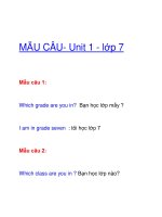 MẪU CÂU- Unit 1 - lớp pps
