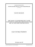 Luận văn : THỰC TRẠNG VÀ GIẢI PHÁP PHÁT HUY VAI TRÒ NGUỒN NHÂN LỰC TRONG PHÁT TRIỂN KINH TẾ XÃ HỘI KHU VỰC NÔNG THÔN TỈNH THÁI NGUYÊN part 1 pptx