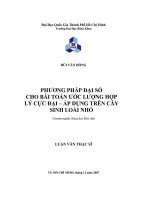 Phương pháp đại số cho bài toán ước lượng hợp lý cực đại  áp dụng trên cây sinh loài nhỏ