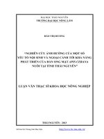 Nghiên cứu ảnh hưởng của một số yếu tố nội sinh và ngoại cảnh tới khả năng phát triển của đàn ong mật Apis Cerana nuôi tại tỉnh Thái Nguyên