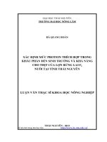 Xác định mức protein thích hợp trong khẩu phần đến sinh trưởng và khả năng cho thịt của lợn rừng lai F2 nuôi tại tỉnh Thái Nguyên