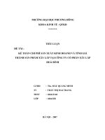 Kế toán chi phí sản xuất kinh doanh và tính giá thành sản phẩm xây lắp tại công ty cổ phần xây lắp Hoà Bình