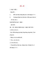 Giáo án môn Toán lớp 2:Tên bài dạy : Các phép tính có nhớ dạng 32 – 8 ppsx