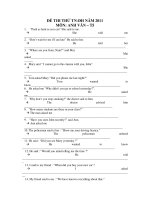 ĐỀ THI THỬ TN-ĐH NĂM 2011 MÔN: ANH VĂN – T5 docx