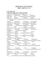 KIỂM TRA CUỐI NĂM 2011 MÔN: ANH VĂN – T7 ppt