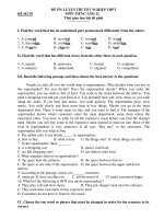 ĐỀ ÔN LUYỆN THI TỐT NGHIỆP THPT MÔN TIẾNG ANH 12 - ĐỀ SỐ 19 doc