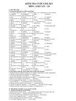 KIỂM TRA CUỐI NĂM 2011 MÔN: ANH VĂN – T6 pps