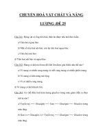 TRẮC NGHIỆM MÔN SINH_CHUYỂN HOÁ VẬT CHẤT VÀ NĂNG LƯỢNG :ĐỀ 25 potx