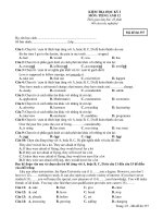 KIỂM TRA HỌC KỲ I MÔN: TIẾNG ANH 12 - Mã đề thi 357 ppt