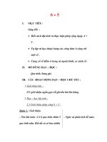 Giáo án môn Toán lớp 2:Tên bài dạy : Các phép tính có nhớ dạng 6+5 pps
