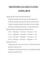 TRẮC NGHIỆM MÔN SINH_CHUYỂN HOÁ VẬT CHẤT VÀ NĂNG LƯỢNG :ĐỀ 20 potx
