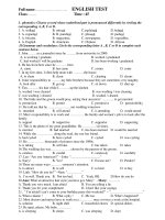 ENGLISH TEST Time : 45 pps