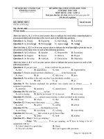 ĐỀ KIỂM TRA CHẤT LƯỢNG ĐẦU NĂM NĂM HỌC 2010 - 2011 MÔN TIẾNG ANH – Mã đề thi 401 pdf