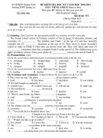ĐỀ KIỂM TRA HỌC KỲ I NĂM HỌC 2010-2011 MÔN: TIẾNG ANH 12 ppt