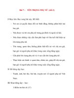 Giáo án lớp 5 môn Đạo Đức: Bài 7 :TÔN TRỌNG PHỤ NỮ (tiết 2) pot