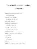 TRẮC NGHIỆM MÔN SINH_CHUYỂN HOÁ VẬT CHẤT VÀ NĂNG LƯỢNG :ĐỀ 8 potx