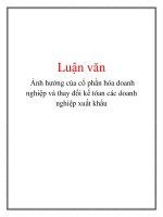 Luận văn: Ảnh hưởng của cổ phần hóa doanh nghiệp và thay đổi kế tóan các doanh nghiệp xuất khẩu ppsx