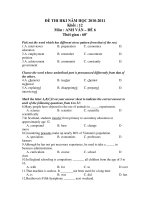 ĐỀ THI HKI NĂM HỌC 2010-2011 Khối : 12 Môn : ANH VĂN – ĐỀ 6 ppsx