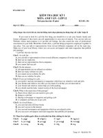 KIỂM TRA HỌC KỲ I MÔN: ANH VĂN - MÃ ĐỀ: 356 pps