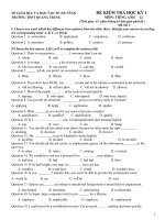ĐỀ KIỂM TRA HỌC KỲ 1 MÔN: TIẾNG ANH 12 - ĐỀ SỐ 3 doc