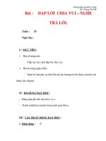 Giáo án môn tập làm văn lớp 3:Tên bài dạy :ĐÁP LỜI CHIA VUI – NGHE TRẢ LỜI. ppsx