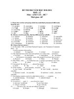 ĐỀ THI HKI NĂM HỌC 2010-2011 Khối : 12 Môn : ANH VĂN – ĐỀ 7 pdf