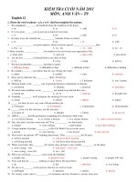 KIỂM TRA CUỐI NĂM 2011 MÔN: ANH VĂN – T9 potx