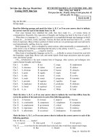 ĐỀ THI THỬ ĐẠI HỌC LẦN I NĂM HỌC 2010 – 2011 Môn : Tiếng Anh - Mã đề thi 485 pps
