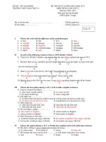 ĐỀ THI CHẤT LƯỢNG GIỮA HỌC KỲ I MÔN TIẾNG ANH LỚP 12 - Code 111 pptx