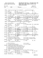 ĐỀ KIỂM TRA HỌC KỲ 1 - NĂM HỌC 2010 - 2011 MÔN: TIẾNG ANH VĂN pptx