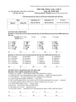 KỲ THI CHỌN HỌC SINH GIỎI CẤP TRƯỜNG MÔN THI: TIẾNG ANH - LỚP 12 docx