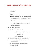 Giáo án môn Toán lớp 2:Tên bài dạy :PHÉP CỘNG CÓ TỔNG BẰNG 100 pps