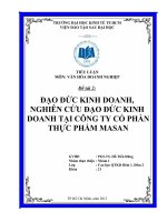 ĐẠO ĐỨC KINH DOANH,  NGHIÊN CỨU ĐẠO ĐỨC KINH  DOANH TẠI CÔNG TY CỔ PHẦN  THỰC PHẨM MASAN