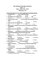 ĐỀ THI HKI NĂM HỌC 2010-2011 Khối : 12 Môn : ANH VĂN – ĐỀ 9 pps