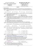 ĐỀ KIỂM TRA HỌC KỲ I NĂM HỌC 2010– 2011 Môn: Vật Lý 12 pot