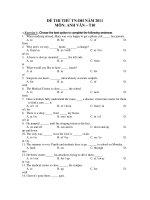 ĐỀ THI THỬ TN-ĐH NĂM 2011 MÔN: ANH VĂN – T10 pptx