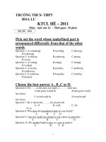 KTCL HÈ – 2011 Môn : Anh văn 12 pot