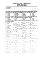 KIỂM TRA GIỮA KỲ II - NĂM HỌC 2010 - 2011 Môn thi: TIẾNG ANH 12 ppsx