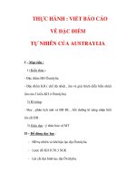 Giáo án ĐỊa lý lớp 7 : Tên bài dạy : THỰC HÀNH : VIẾT BÁO CÁO VỀ ĐẶC ĐIỂM TỰ NHIÊN CỦA AUSTRAYLIA pps