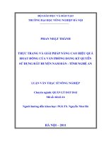 thực trạng và giải pháp nâng cao hiệu quả hoạt động của văn phòng đăng ký quyền sử dụng đất huyện nam đàn, tỉnh nghệ an