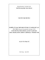 nghiên cứu đặc điểm dịch tễ học của bệnh mủ gan ở cá tra (pangasius hypophalmussauvage, 1878) nuôi thương phẩm trong ao đất tại huyện châu thành, giồng trôm và bình đại tỉnh bến tre