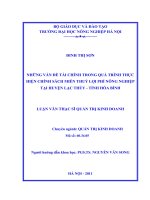 những vấn đề tài chính trong quá trình thực hiện chính sách miễn thuỷ lợi phí nông nghiệp tại huyện lạc thủy, tỉnh hòa bình
