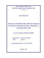 đánh giá tình hình thực hiện quy hoạch sử dụng đất huyện mai sơn, tỉnh sơn la giai đoạn 2006 - 2010