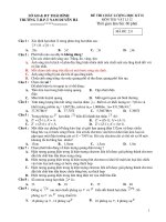 ĐỀ THI CHẤT LƯỢNG HỌC KỲ II MÔN THI: VẬT LÍ 12- MÃ ĐỀ: 231 pptx
