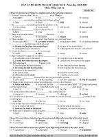 ĐỀ KIỂM TRA GIỮA HỌC KÌ II Năm Học 2010-2011 Môn: Tiếng Anh 12 - Mã đề: 901 pps