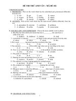 ĐỀ THI THỬ ANH VĂN – MÃ ĐỀ 102 doc