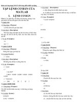 Khảo sát ứng dụng MATLAB trong điều khiển tự động - Tập lệnh cơ bản của Matlab pdf