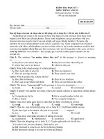 KIỂM TRA HỌC KỲ I MÔN: TIẾNG ANH 12 pptx